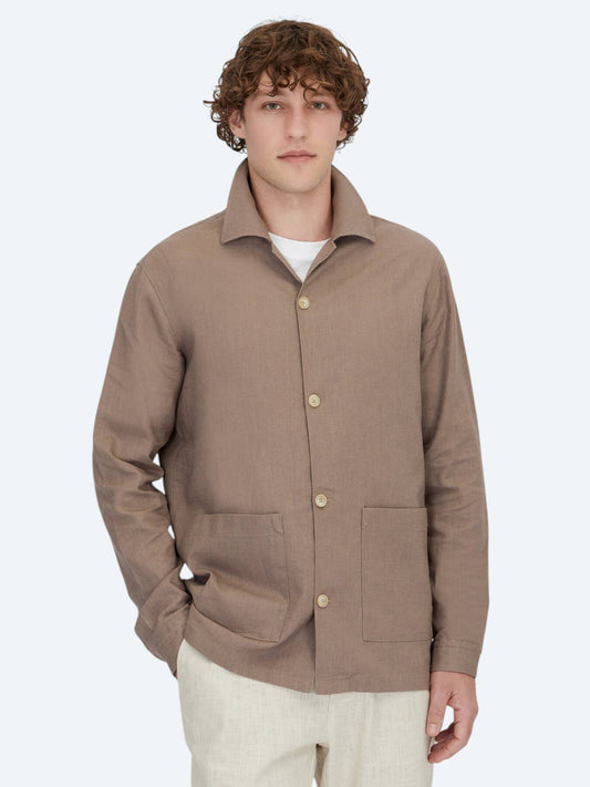 Dunkelviole Regular Fit Gewebte Baumwollmischung Overshirt