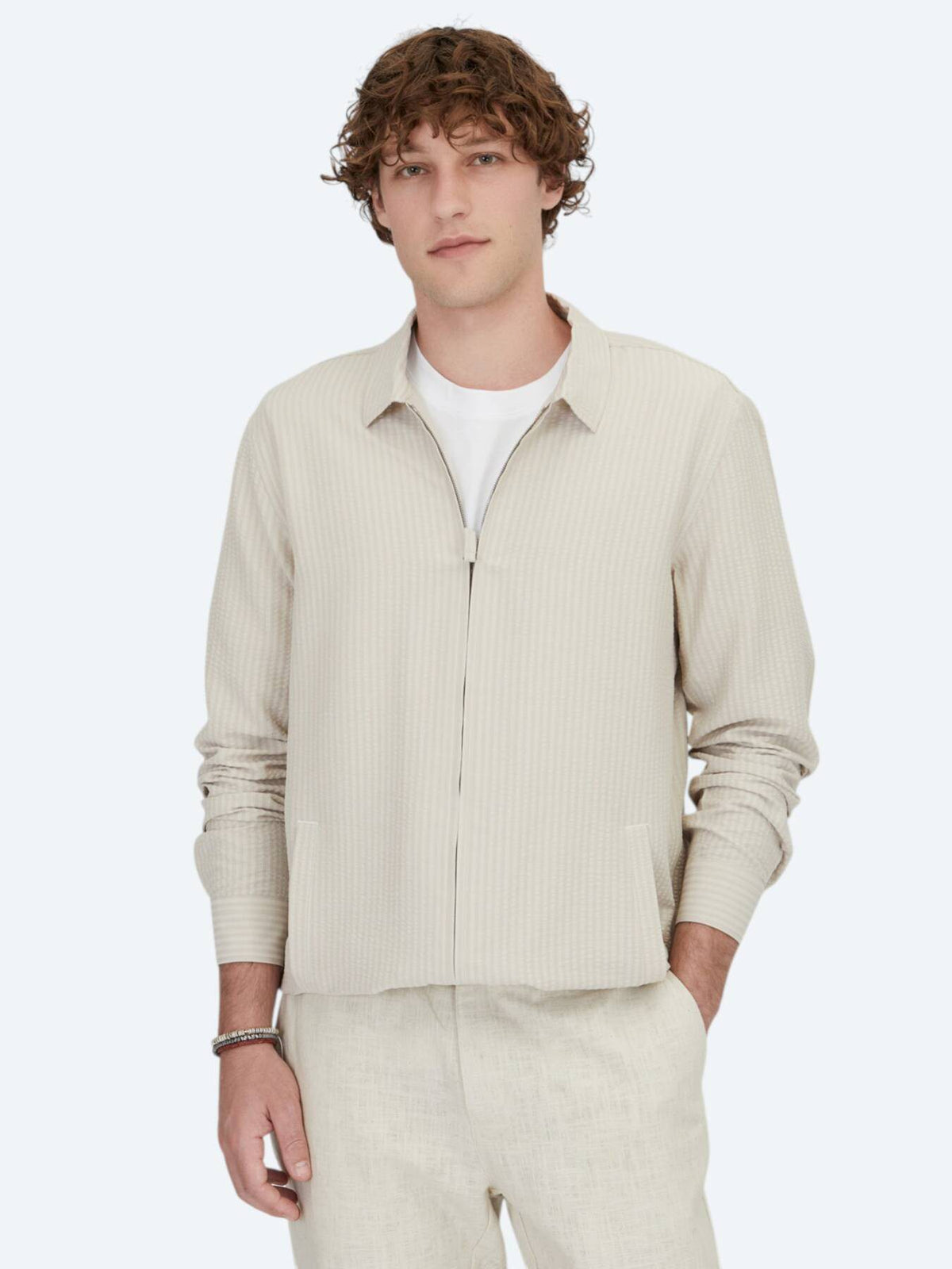 Bej Regular Fit Gewebte Overshirt