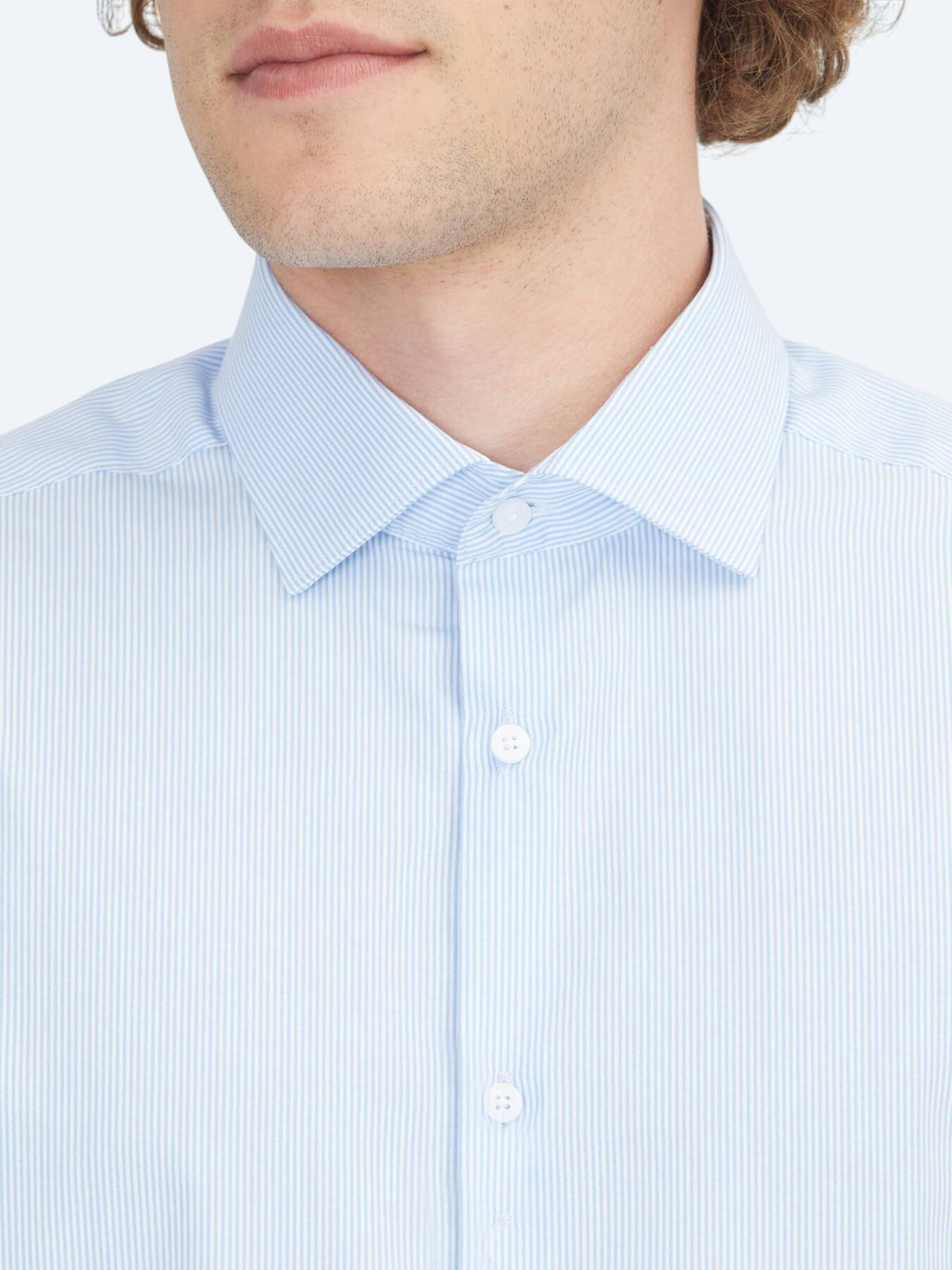 Blaues Regular Fit Weben Klassisches 100% Baumwollhemd