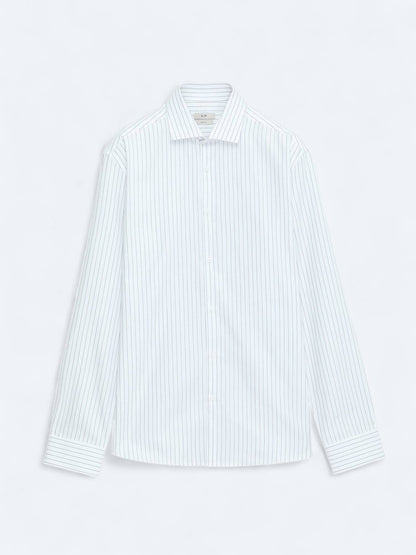 Blaues Regular Fit Weben Klassisches 100% Baumwollhemd
