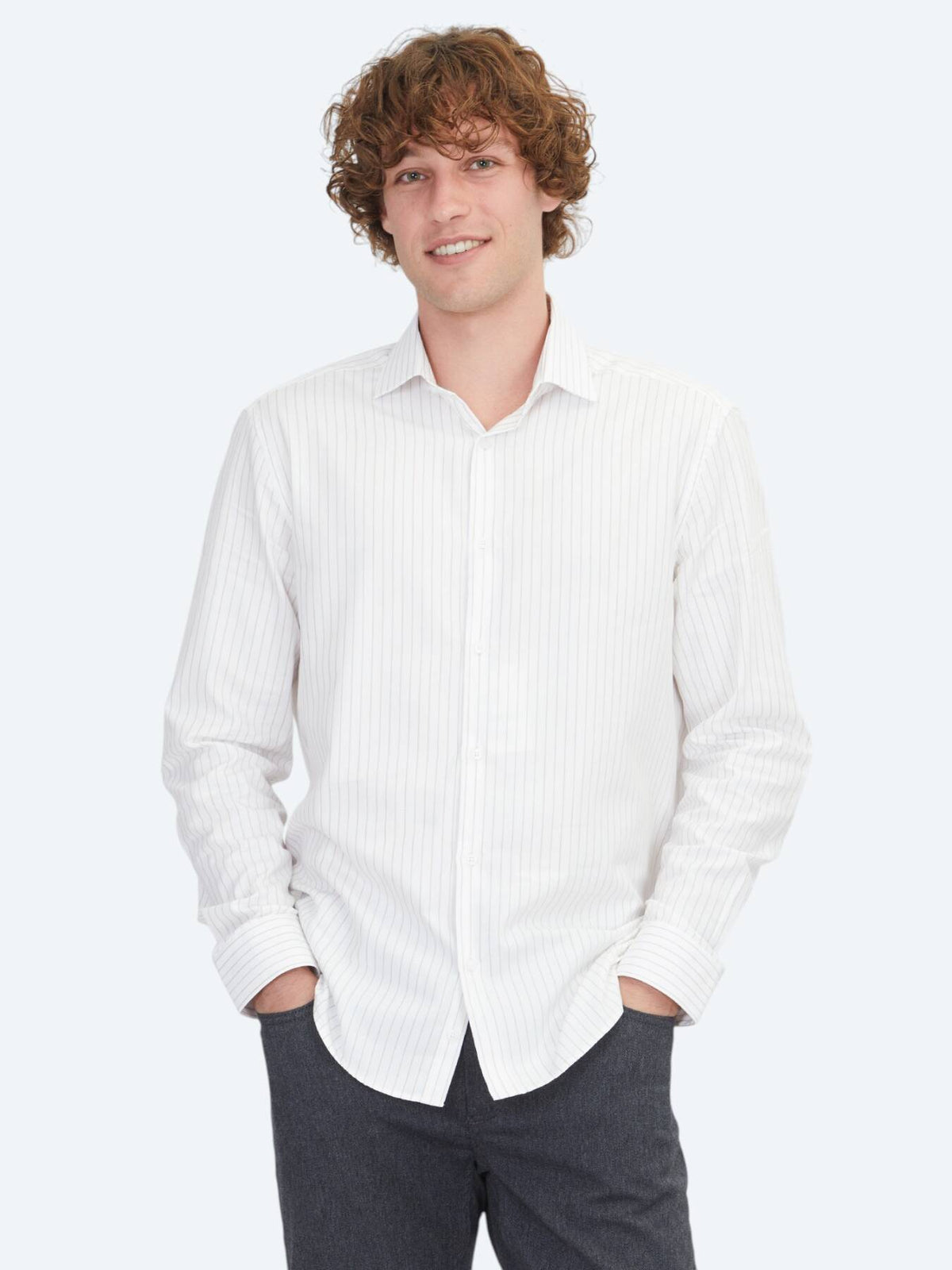Beige Regular Fit Weben Klassisch 100% Baumwollhemd