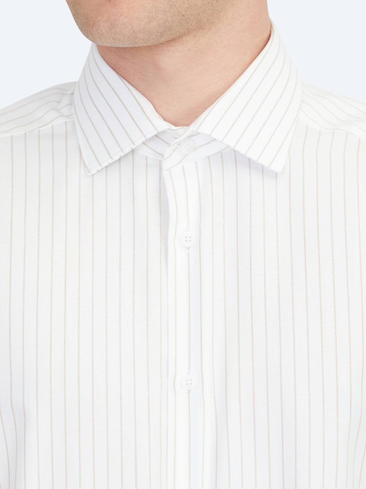 Beige Regular Fit Weben Klassisch 100% Baumwollhemd