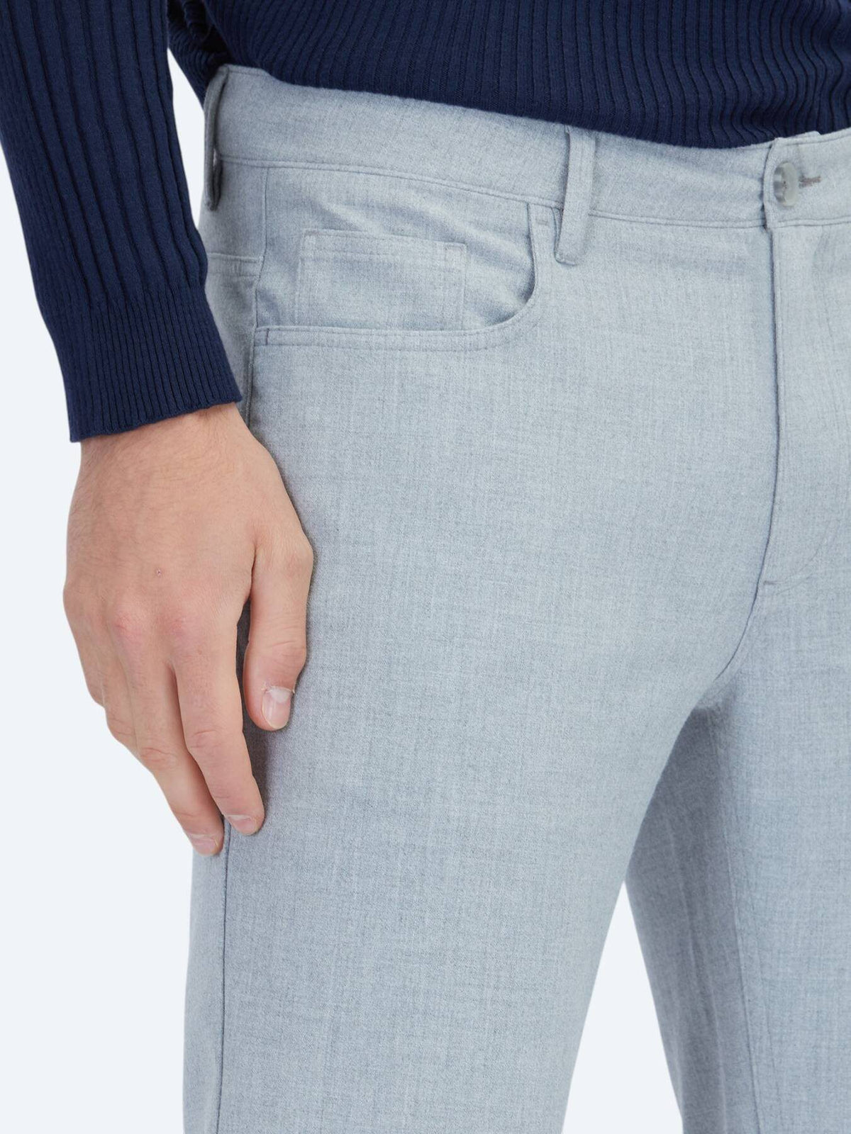 Graue Weberei Slim Fit Freizeithose