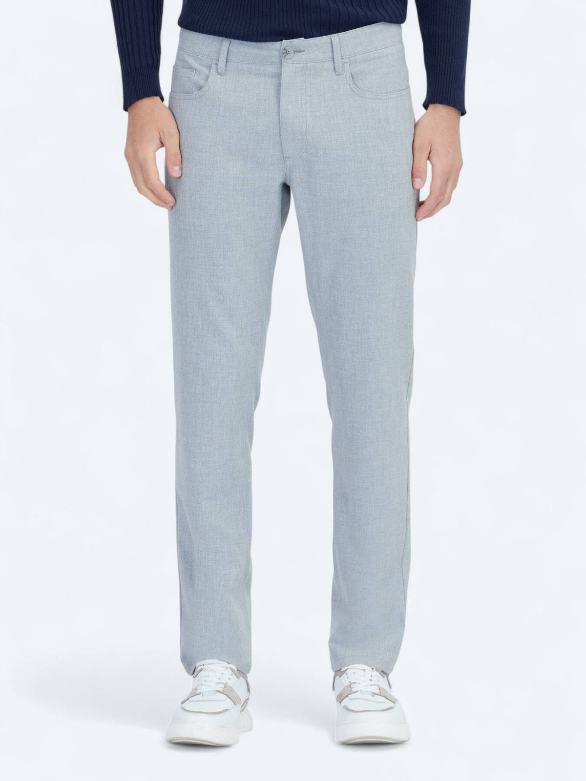 Graue Weberei Slim Fit Freizeithose