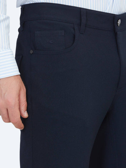 Marineblau Weben Slim Fit Freizeithose
