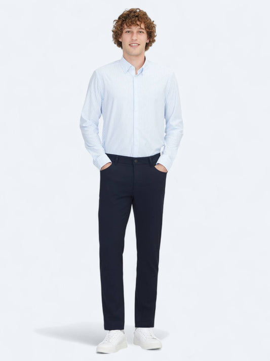 Marineblau Weben Slim Fit Freizeithose