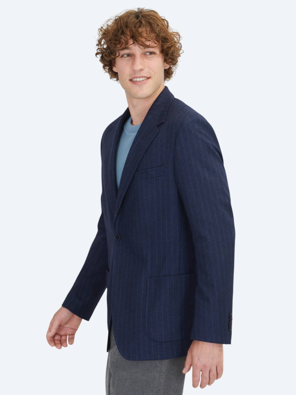Marineblau gestreifte Komfortjacke