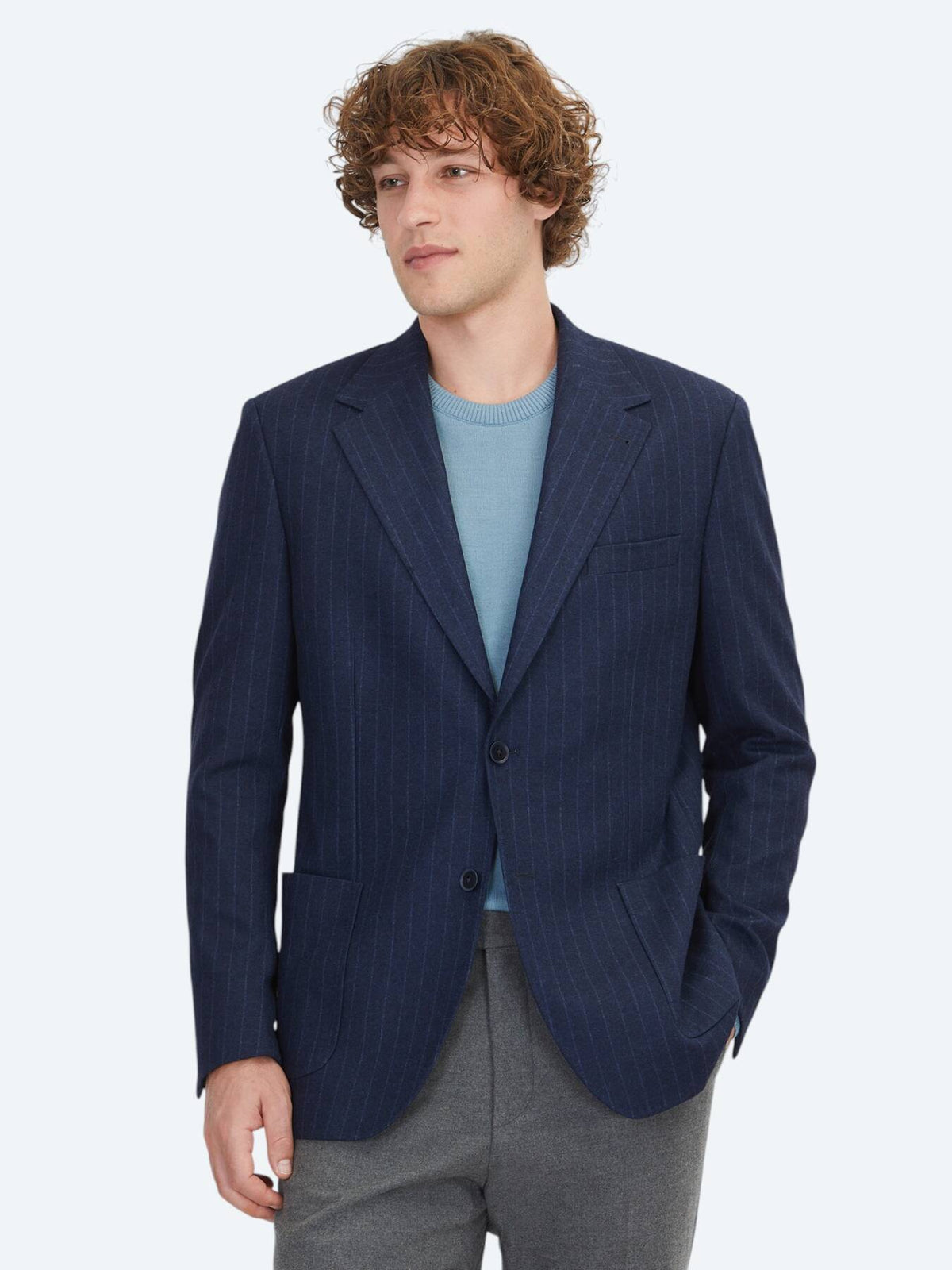 Marineblau gestreifte Komfortjacke