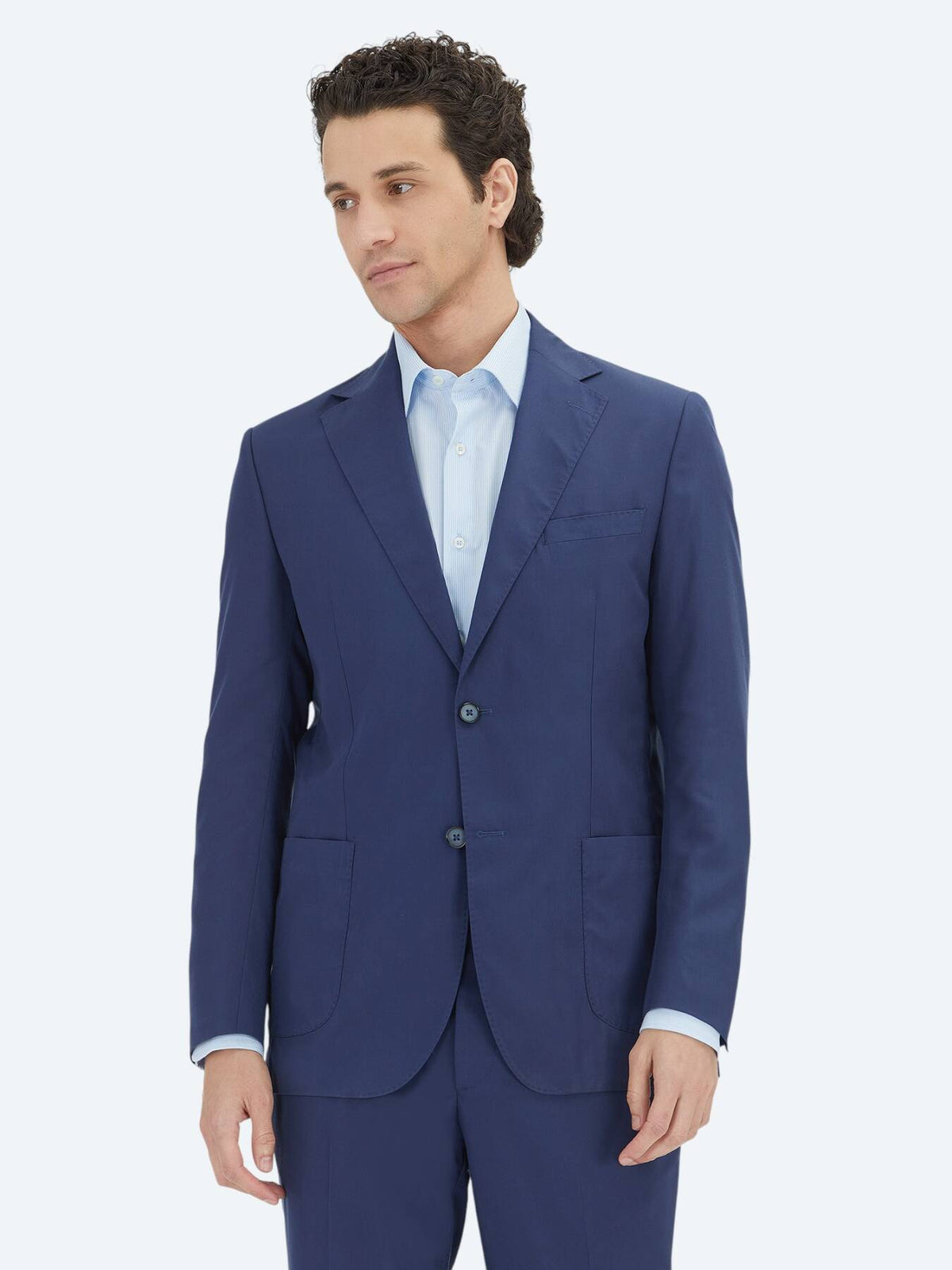 Indigo Unifarben Komfort Fit Anzug