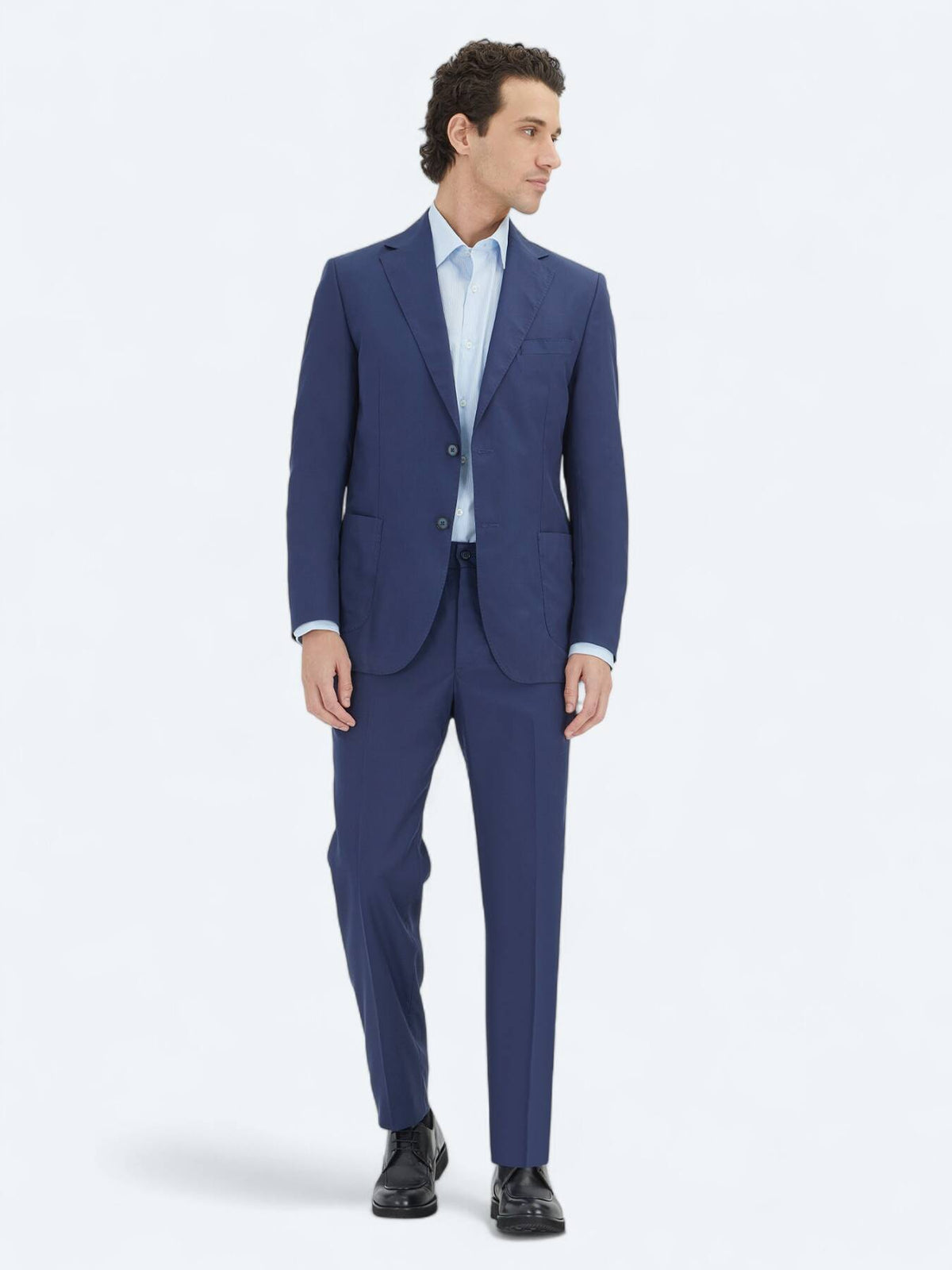 Indigo Unifarben Komfort Fit Anzug