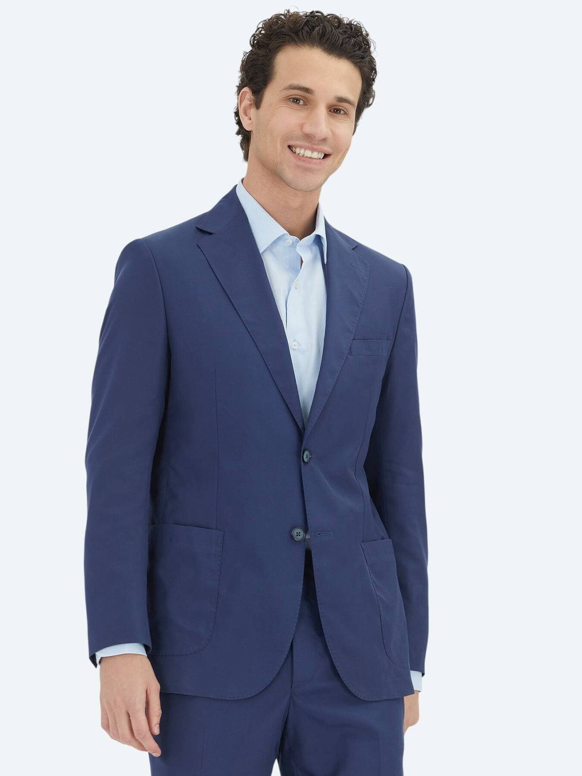 Indigo Unifarben Komfort Fit Anzug