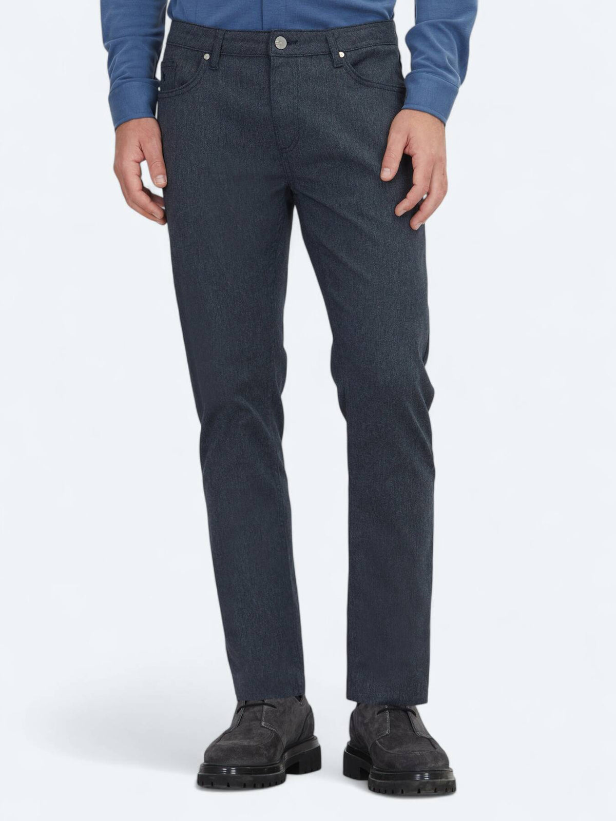 Marineblau Weben Regular Fit Freizeit Baumwollmischung Hose