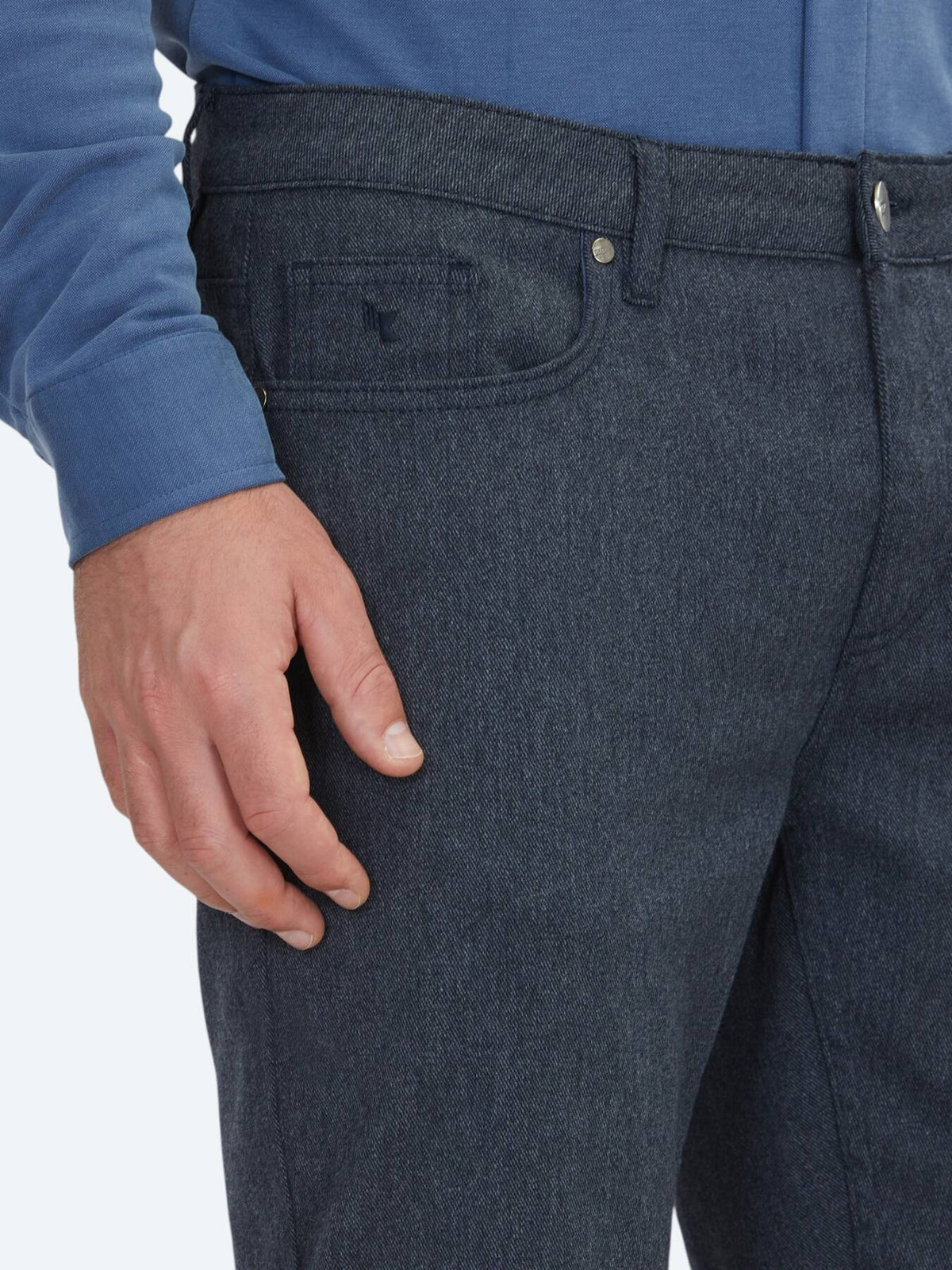 Marineblau Weben Regular Fit Freizeit Baumwollmischung Hose