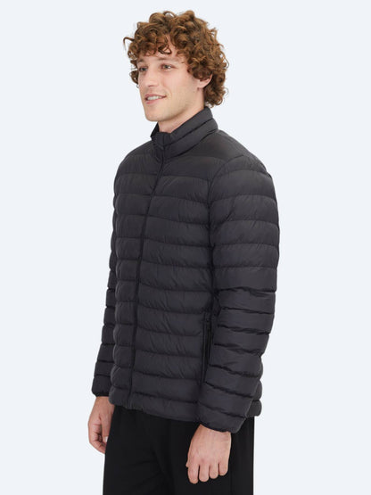 Schwarzer Regular Fit Rollkragen Casual Webmantel