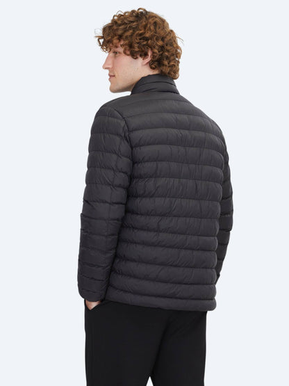 Schwarzer Regular Fit Rollkragen Casual Webmantel