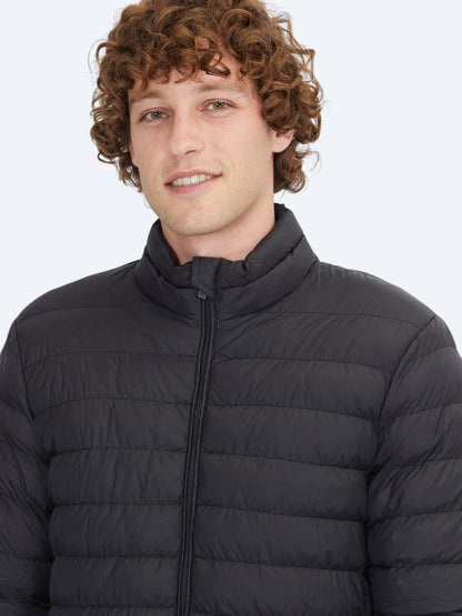 Schwarzer Regular Fit Rollkragen Casual Webmantel