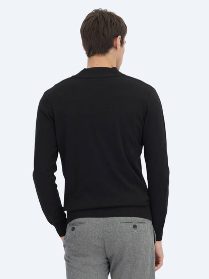 Schwarze Baumwollmischung Strickjacke