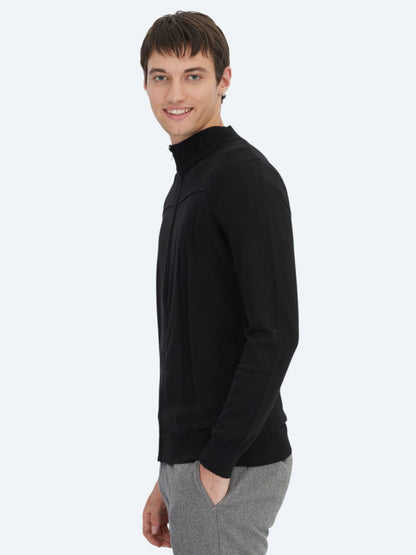 Schwarze Baumwollmischung Strickjacke
