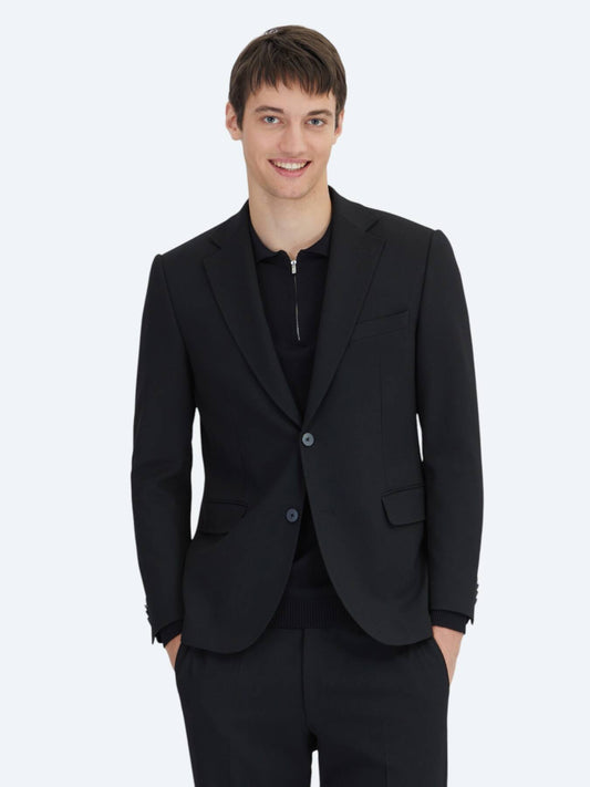 Schwarzer gestreifter Modern Fit Anzug