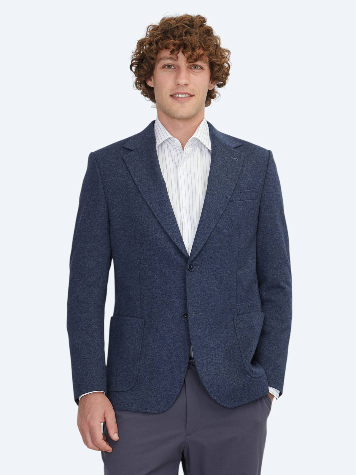 Blaue Gestreifte Modern Fit Jacke