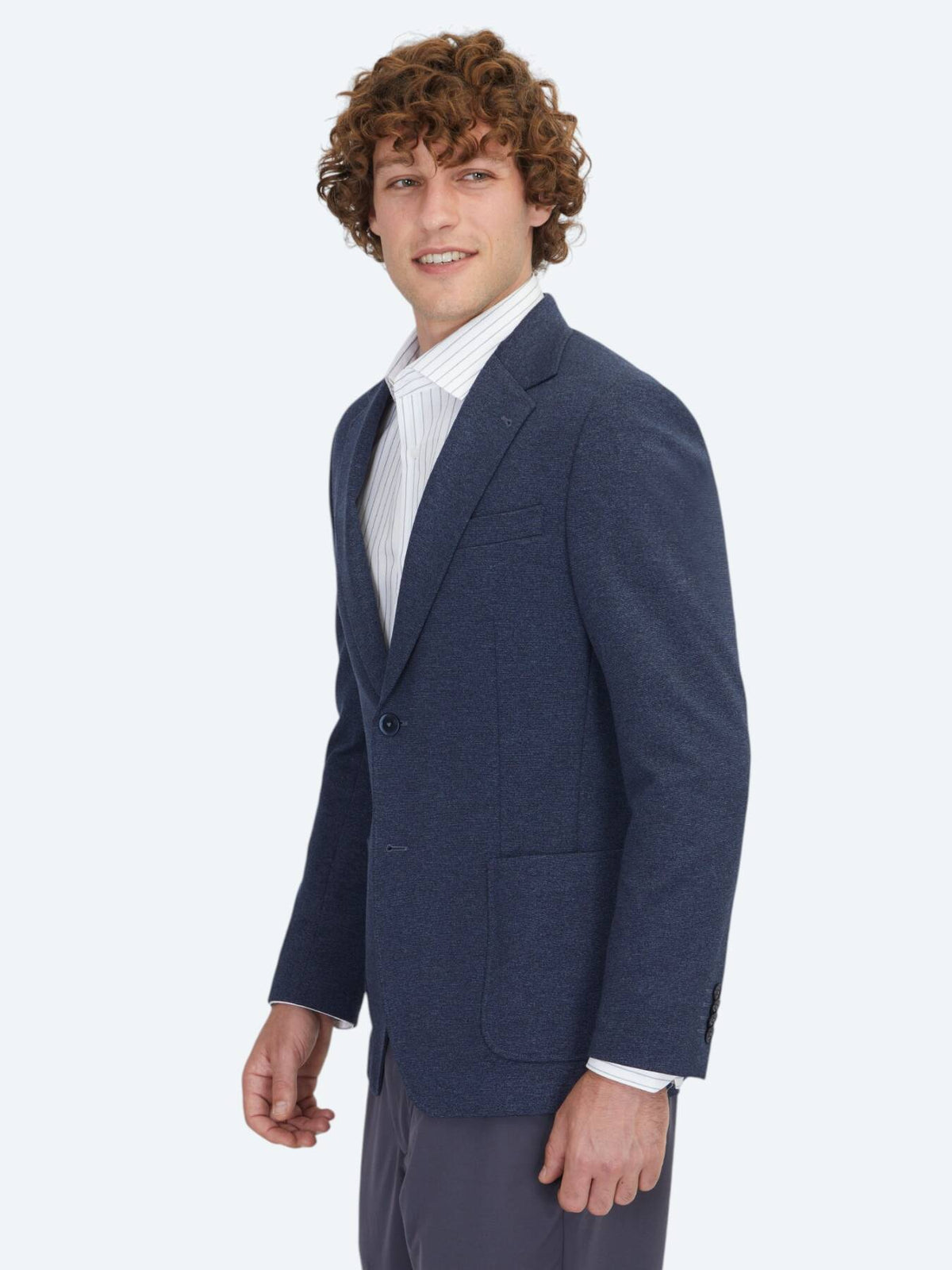 Blaue Gestreifte Modern Fit Jacke