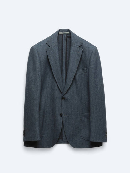 Blaue Gestreifte Modern Fit Jacke