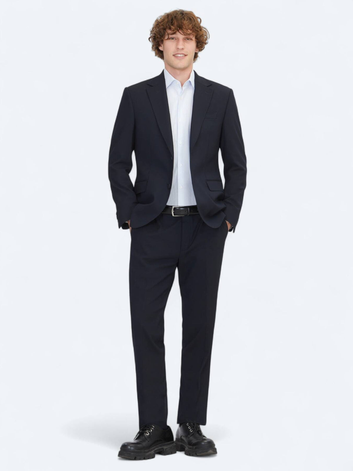 Marineblauer Mikro-Modern-Fit-Anzug