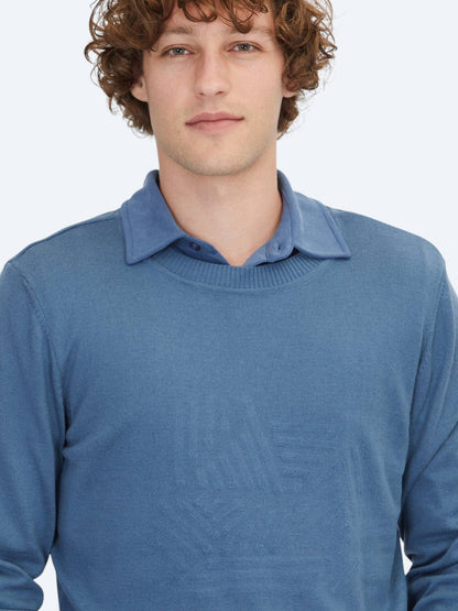 Hellblaues Strick-Sweatshirt