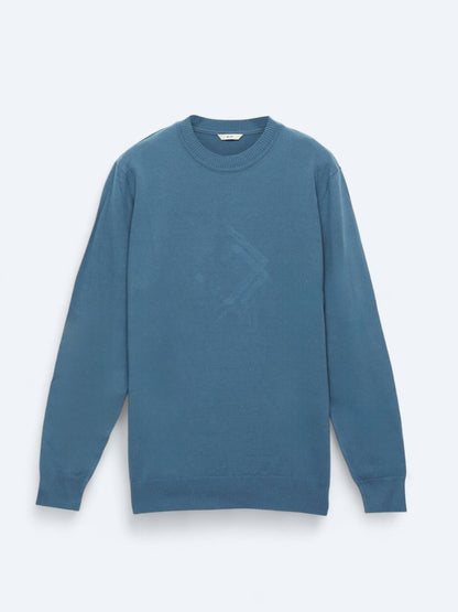 Hellblaues Strick-Sweatshirt