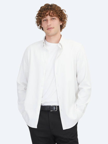 Weiß Regular Fit Weben Freizeit Baumwollmischung Hemd