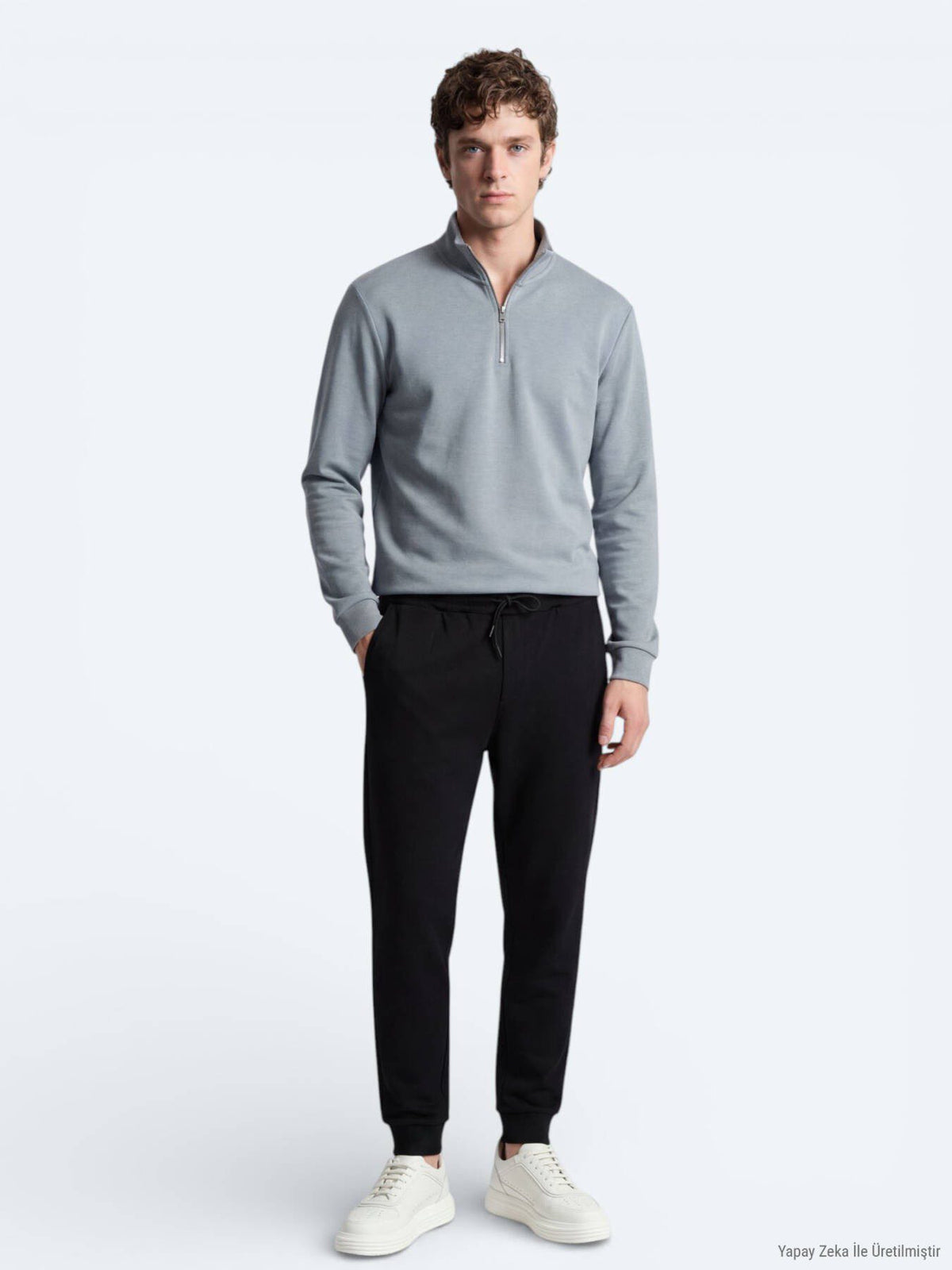 Grauer Rollkragenpullover