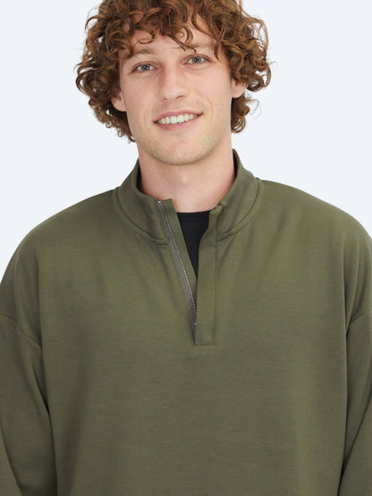 Khaki Rollkragenpullover