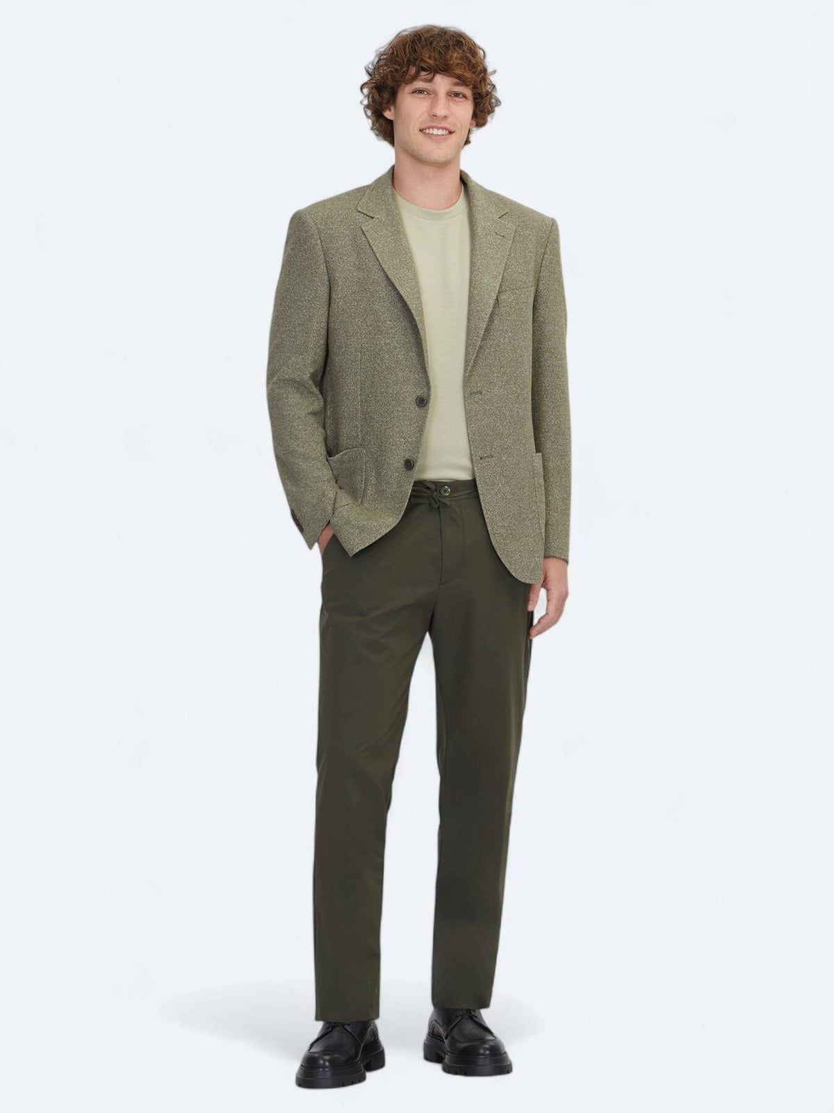 Khaki Muster Modern Fit Baumwollmischung Jacke