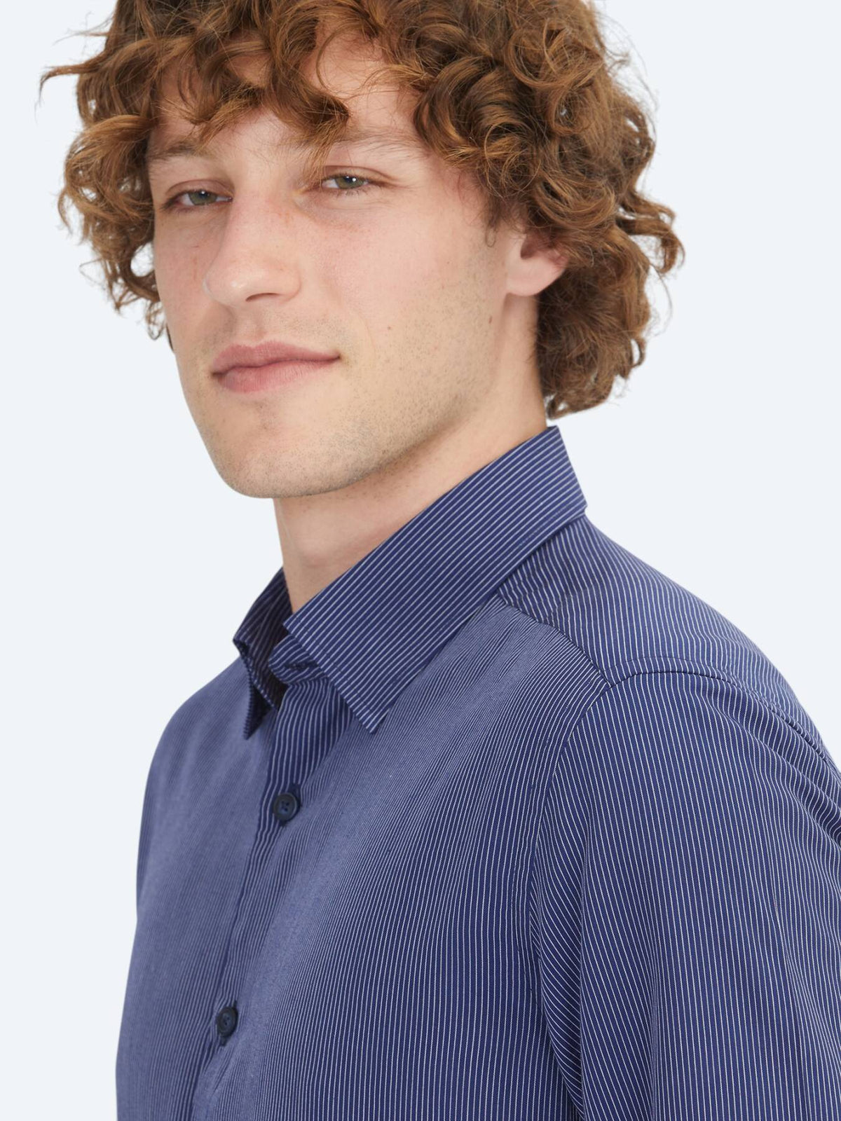 Marineblau gestreiftes Regular Fit Web-Casual-Hemd