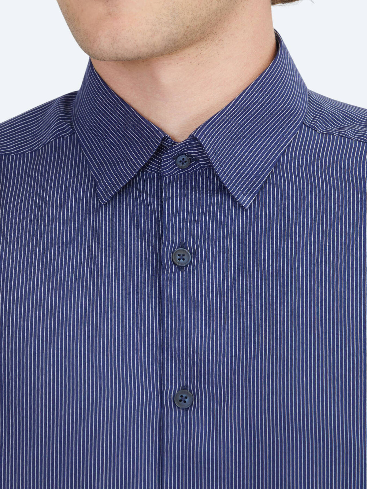 Marineblau gestreiftes Regular Fit Web-Casual-Hemd