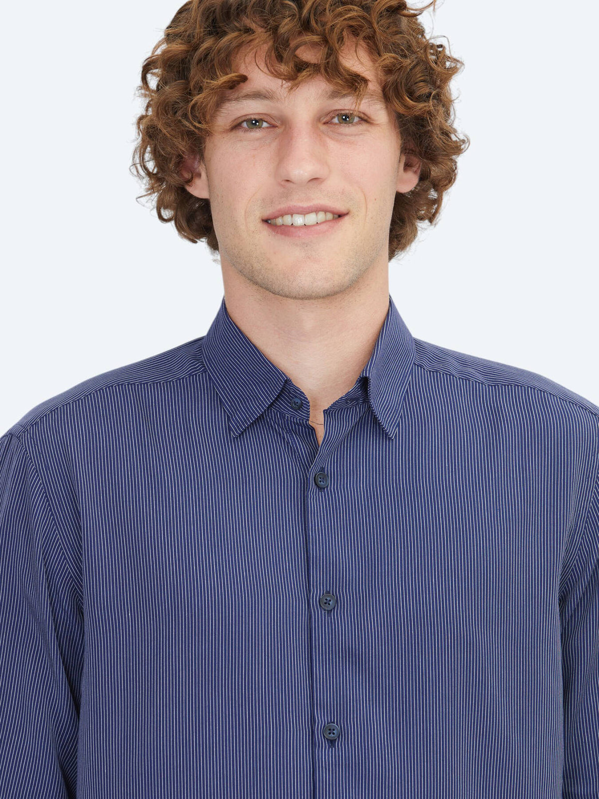 Marineblau gestreiftes Regular Fit Web-Casual-Hemd