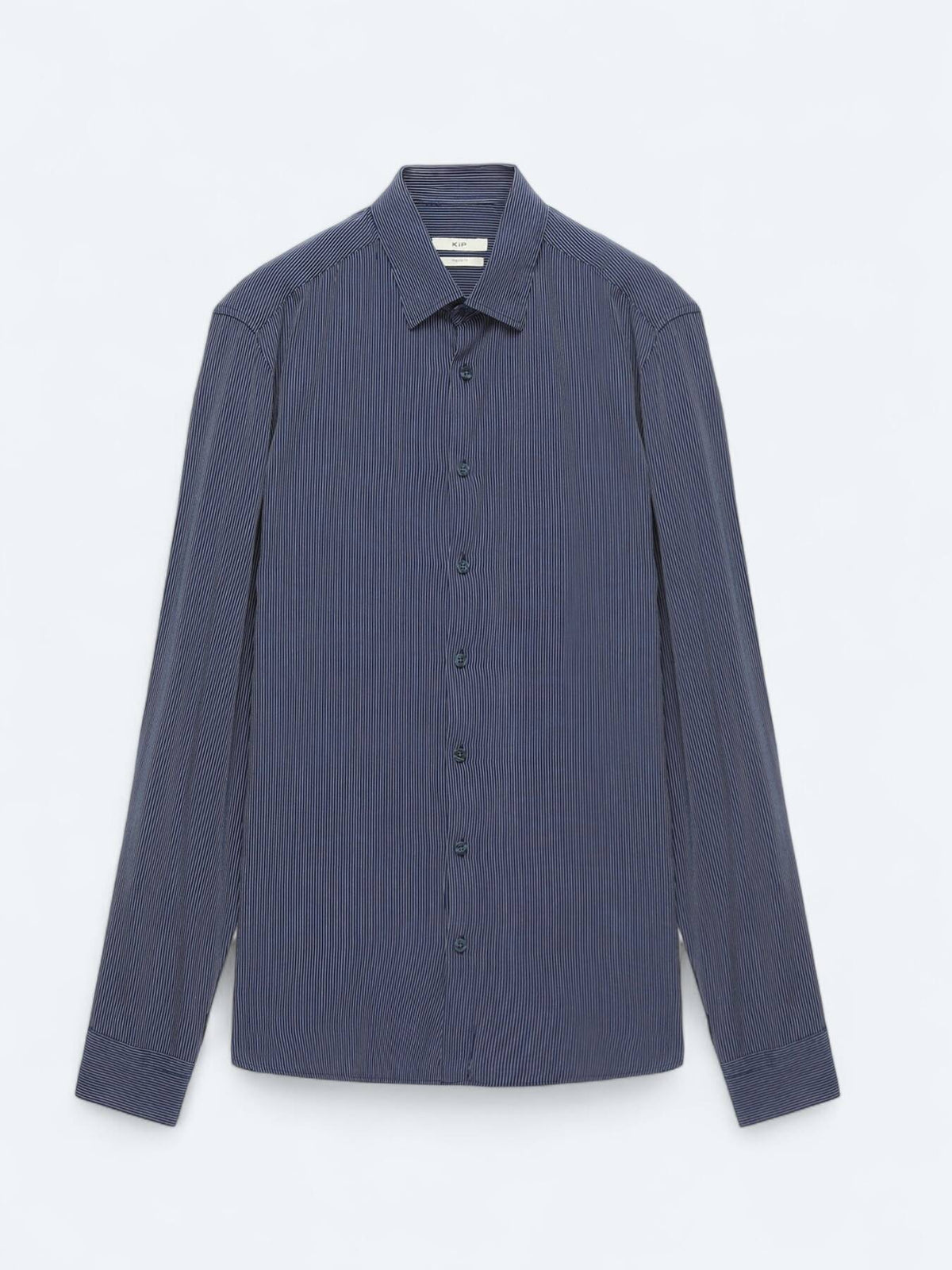 Marineblau gestreiftes Regular Fit Web-Casual-Hemd