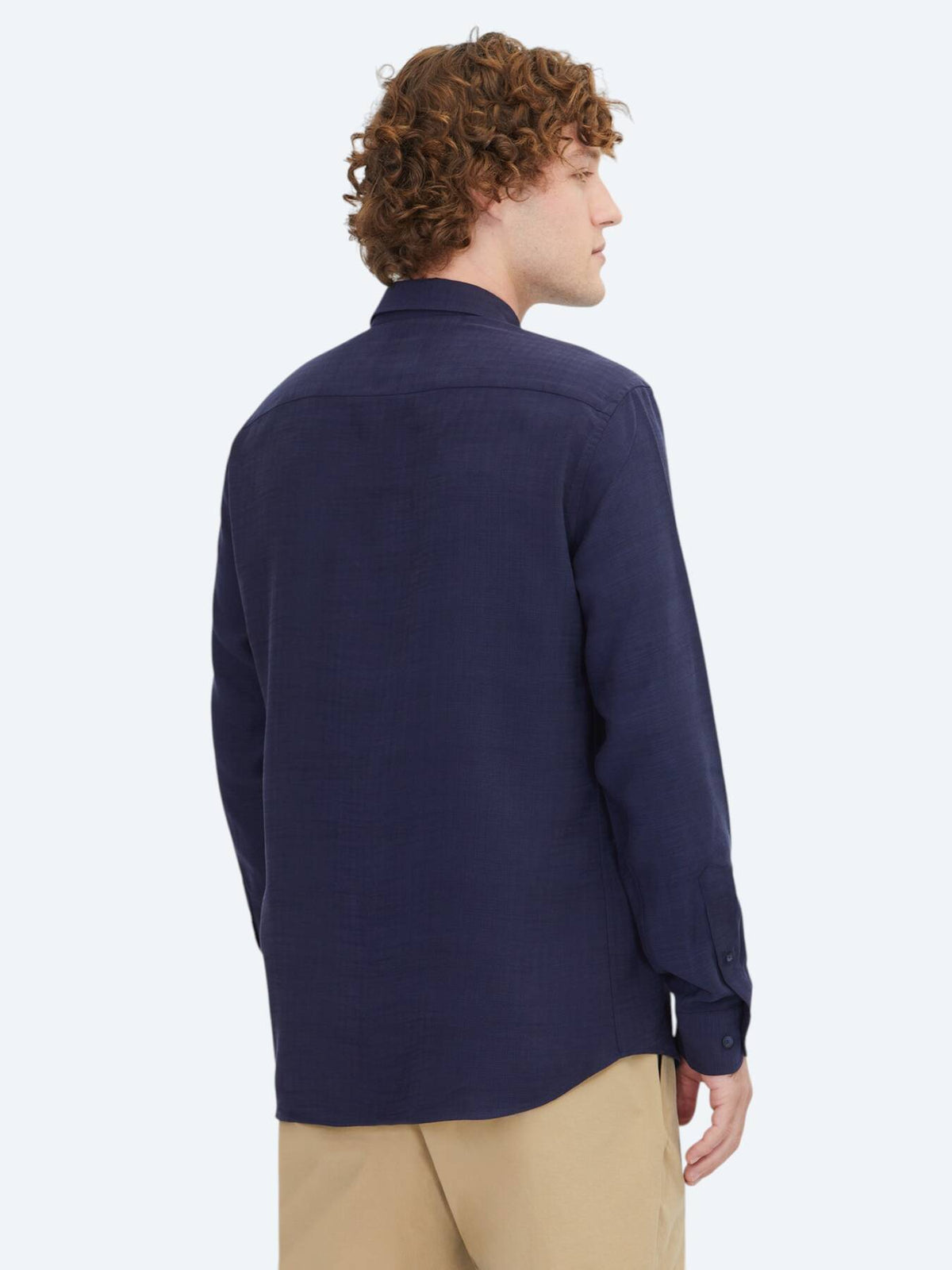Marineblau gestreiftes Regular Fit Web-Casual-Hemd