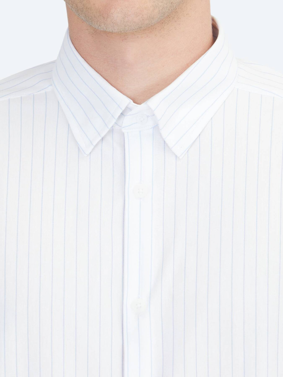 Blau Gestreiftes Regular Fit Strick Sport Baumwollmischung Hemd