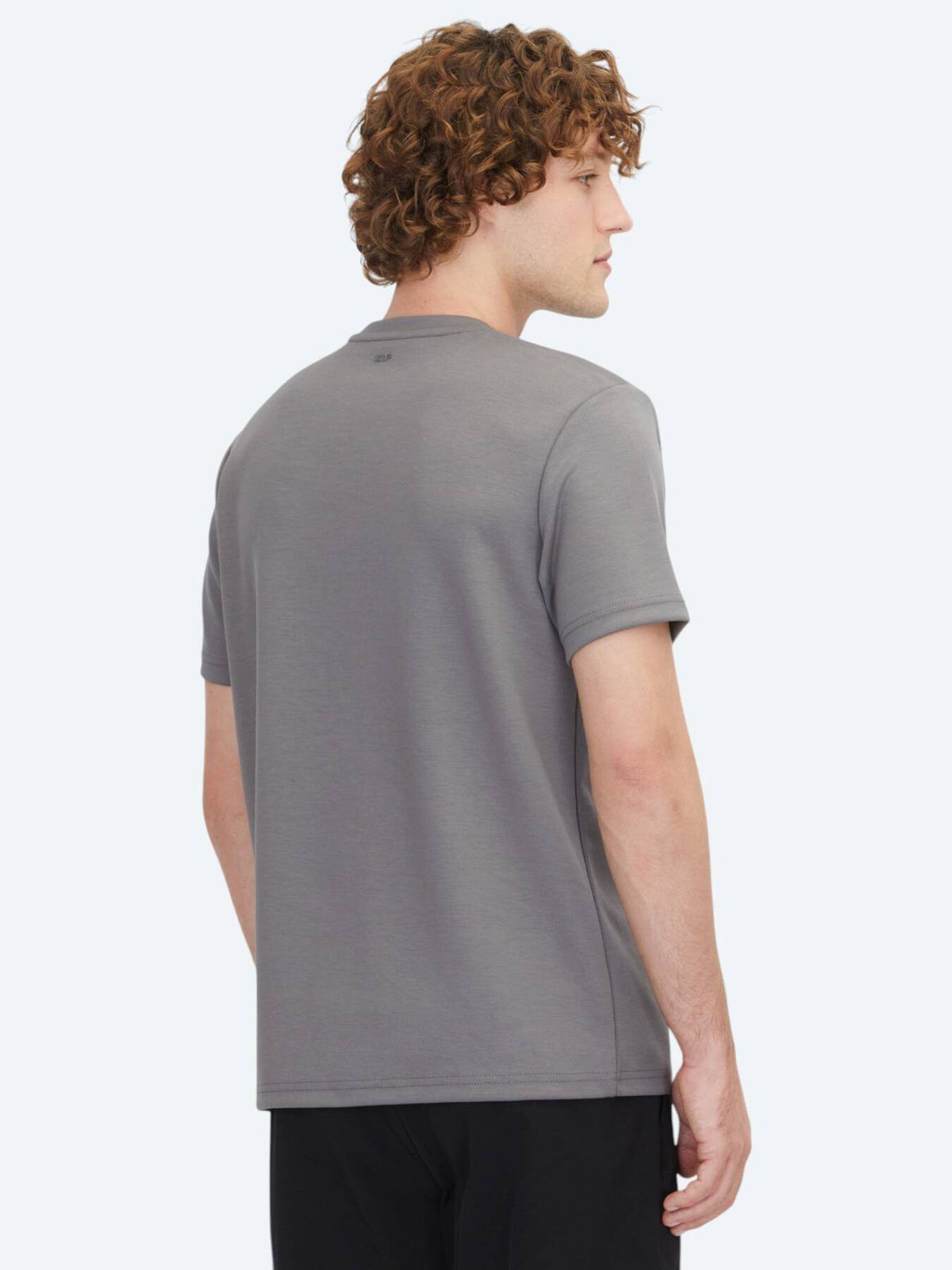 Kohlefarb. Unifarben Rundhals T-Shirt