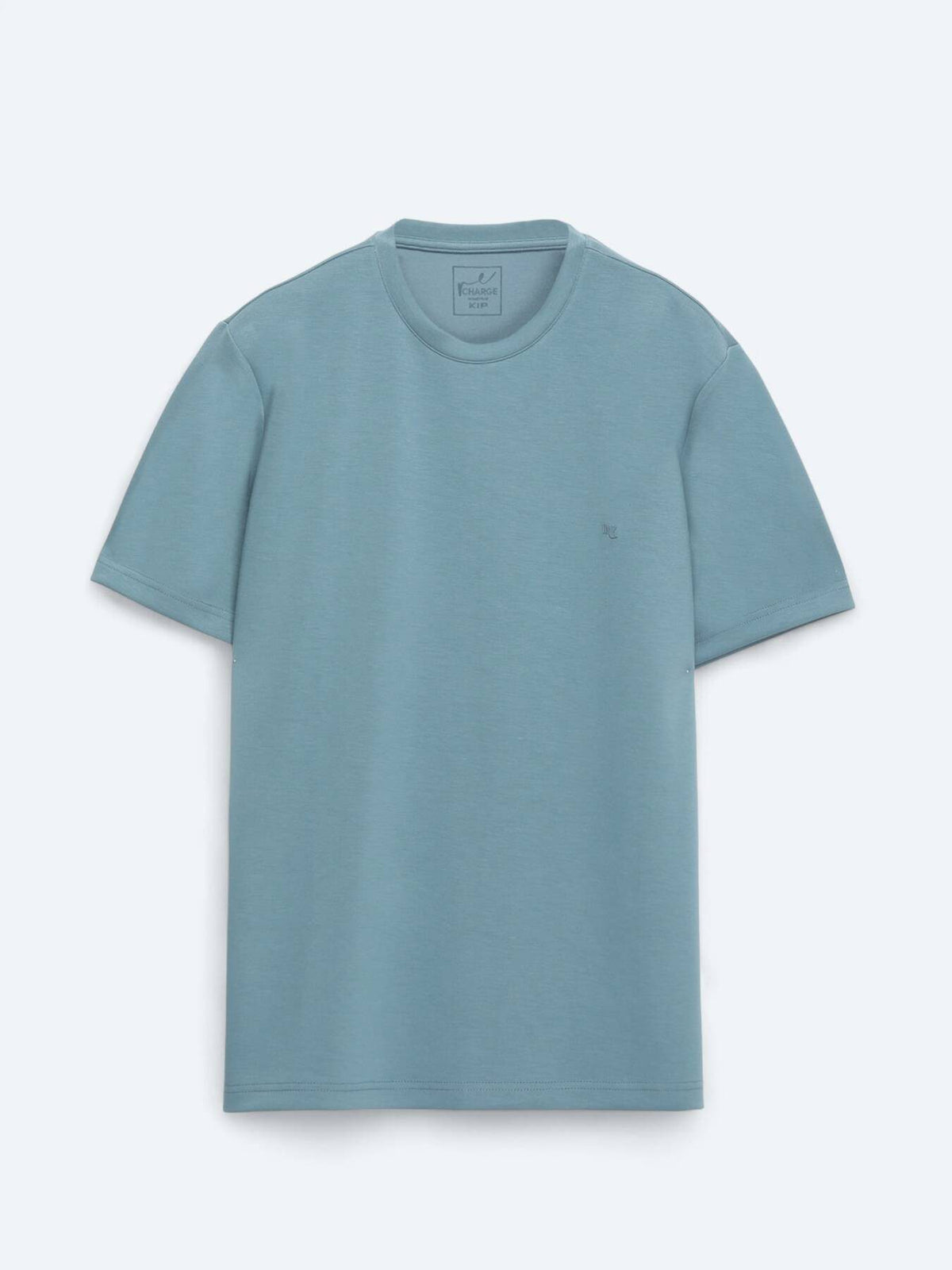 Indigo Unifarben Rundhals T-Shirt