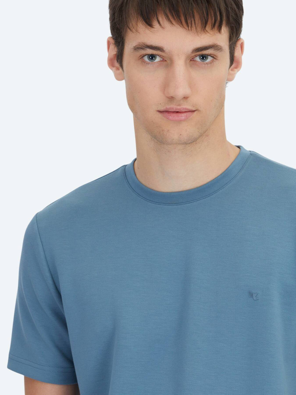 Indigo Unifarben Rundhals T-Shirt