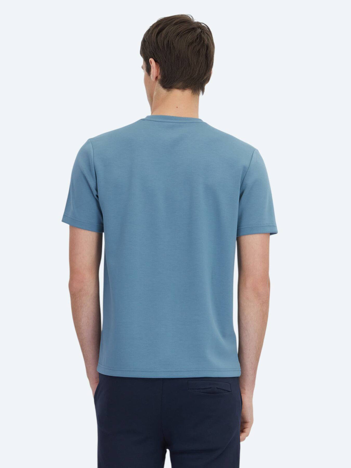 Indigo Unifarben Rundhals T-Shirt