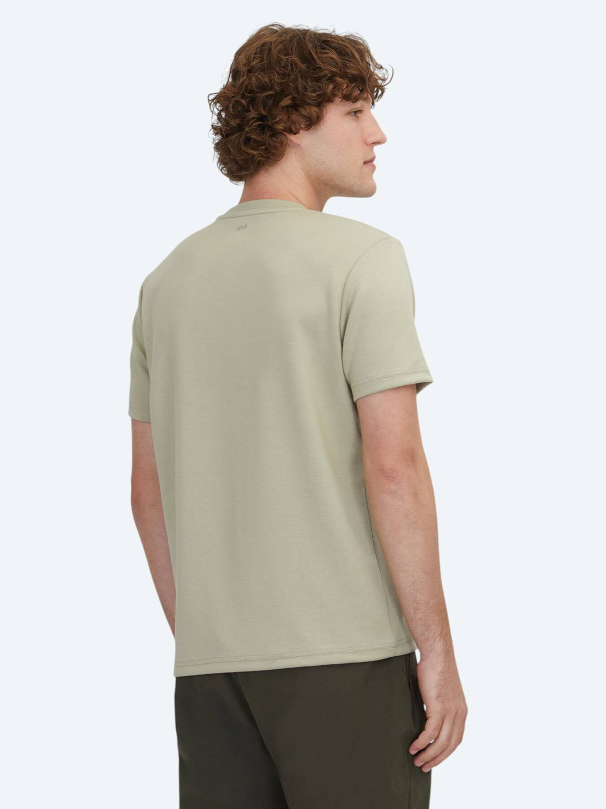 Helles Khaki Unifarben T-Shirt mit Rundhals