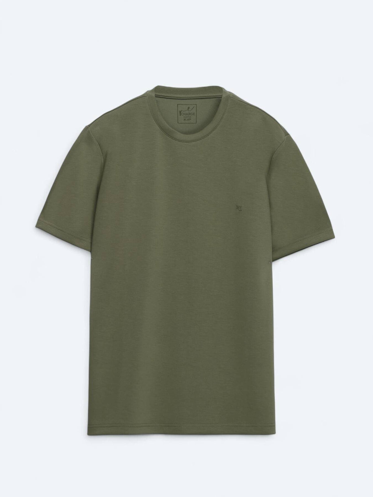 Khaki Unifarben Rundhals T-Shirt