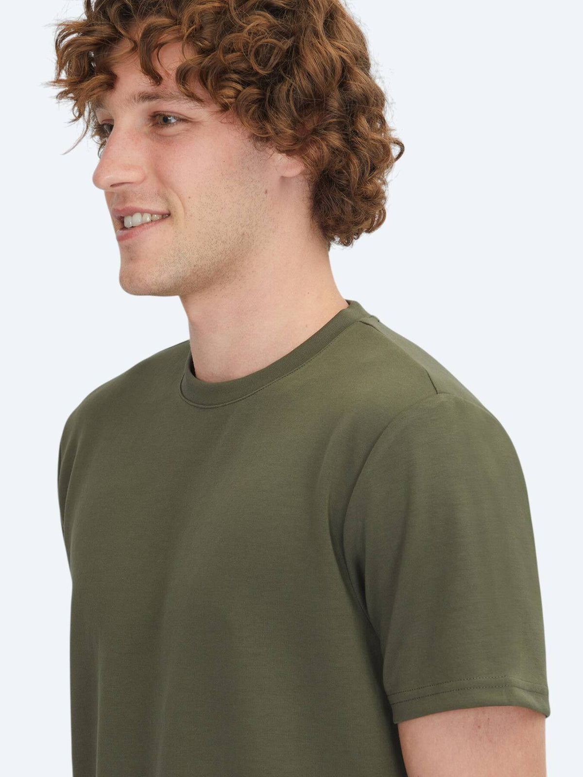 Khaki Unifarben Rundhals T-Shirt