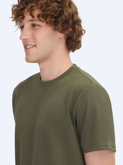Khaki Unifarben Rundhals T-Shirt