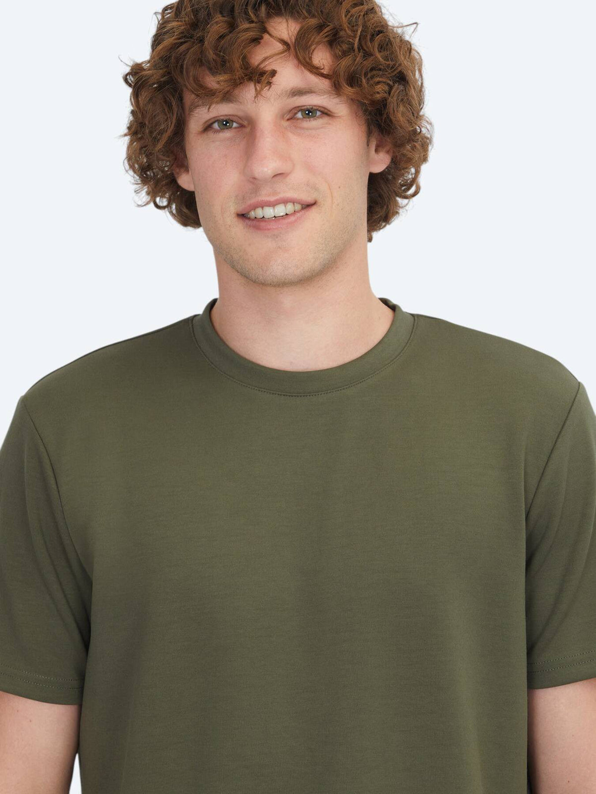 Khaki Unifarben Rundhals T-Shirt