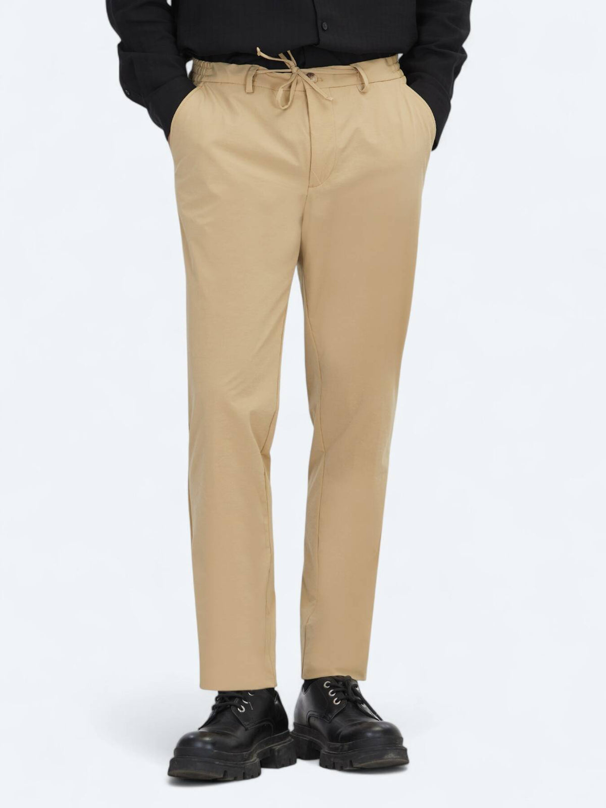 Beige Jogginghose mit Webmuster
