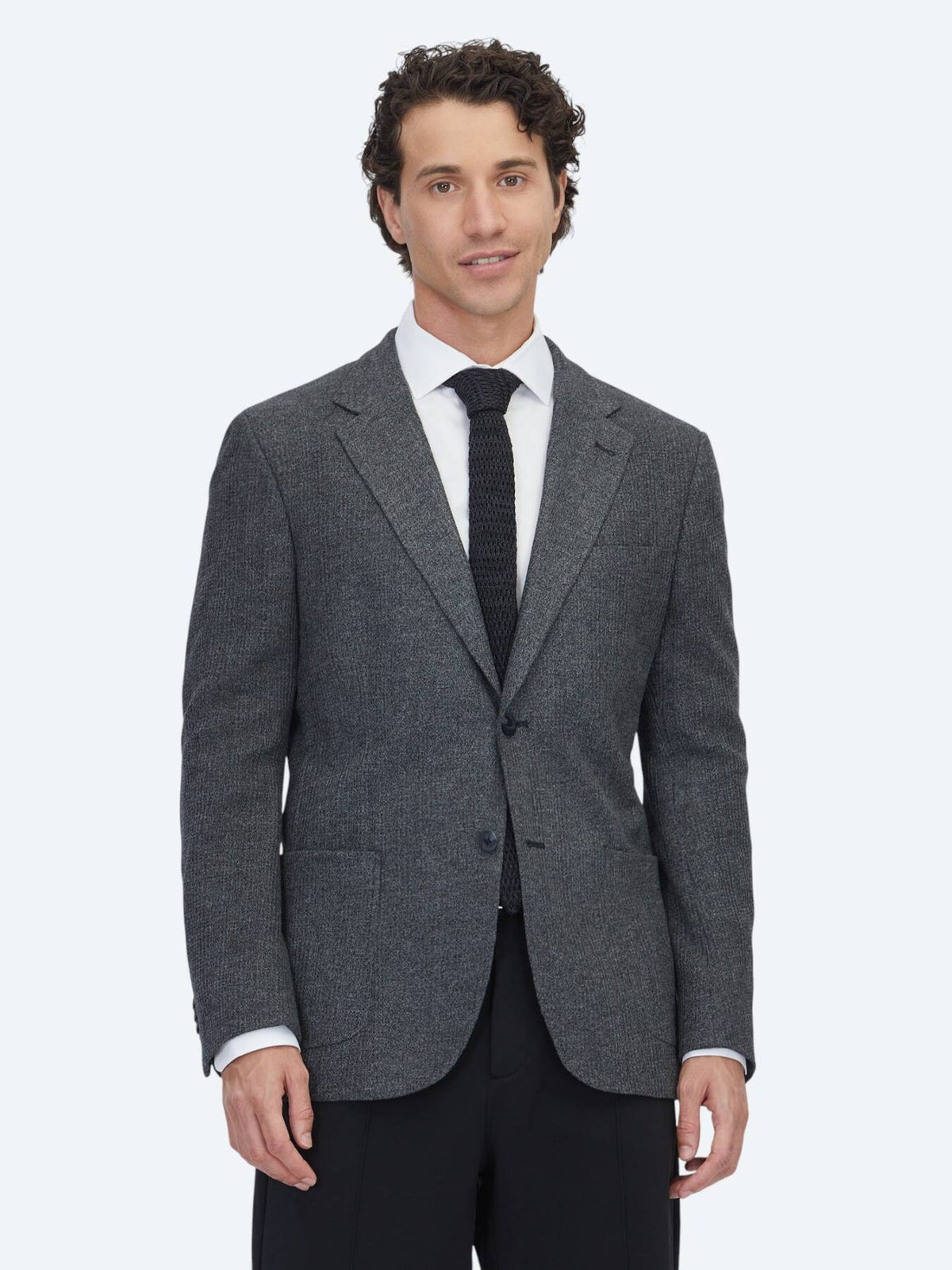 Schwarze Karierte Modern Fit Baumwolljacke